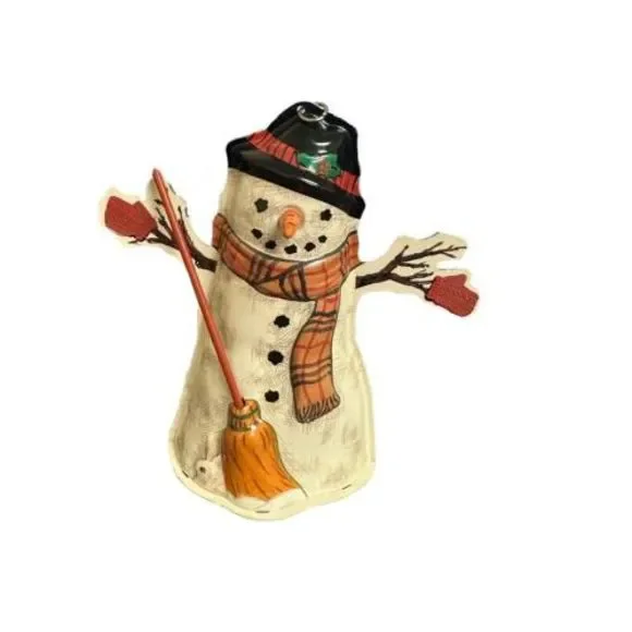 1997 HALLMARK Keepsake Ornament MEADOW SNOWMAN- Pressed TIN- Unique and Cute! - Picture 4 of 6